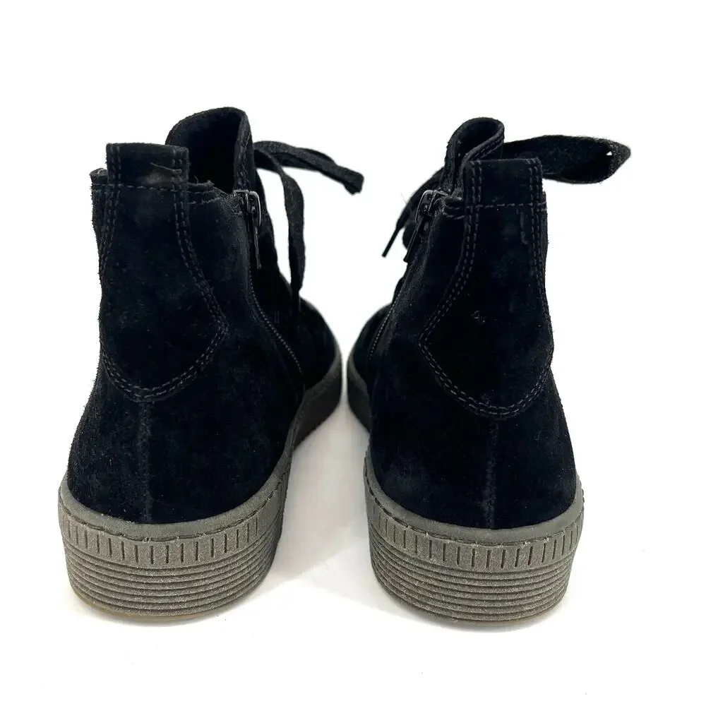 Gabor‎ Women's 9-9.5 Lance Black Suede Lace up Comfort Ankle Boots